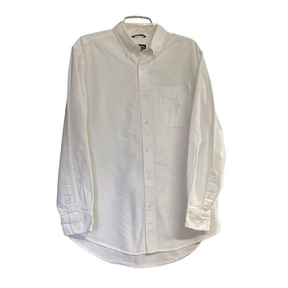 CHAPS Men’s White Shirt Front Button Long Sleeves Size Medium - Picture 1 of 8